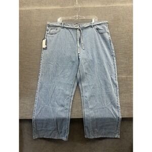 Buffalo Belted Jeans Womens 18 Blue Light Wash Denim Cotton Wide Leg High Rise